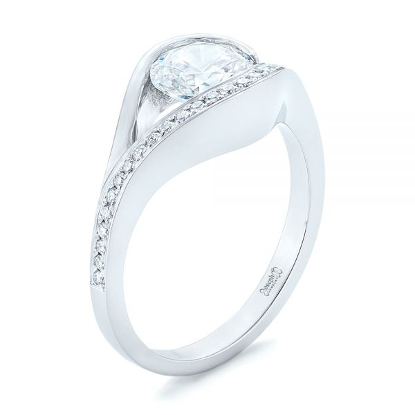  Platinum Platinum Wrapped Diamond Engagement Ring - Three-Quarter View -  102330