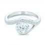 14k White Gold Wrapped Diamond Engagement Ring - Flat View -  102330 - Thumbnail
