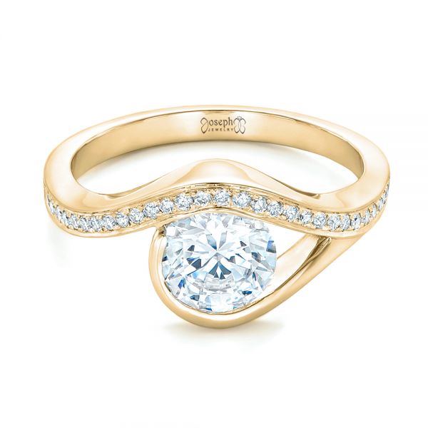 18k Yellow Gold 18k Yellow Gold Wrapped Diamond Engagement Ring - Flat View -  102330