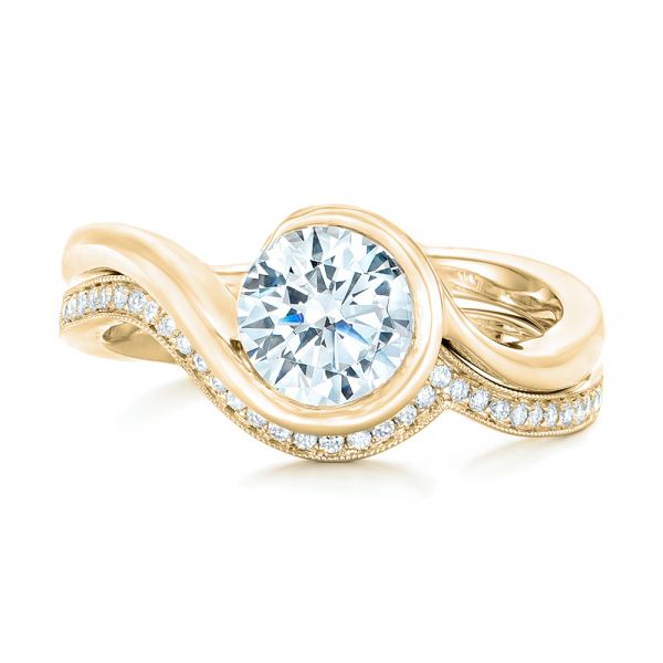 14k Yellow Gold 14k Yellow Gold Wrapped Diamond Engagement Ring - Top View -  102231