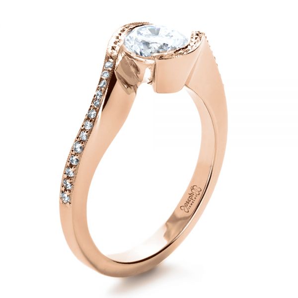 18k Rose Gold 18k Rose Gold Wrapped Diamond Engagment Ring - Three-Quarter View - 1152