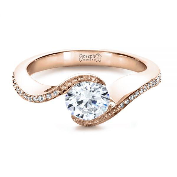 18k Rose Gold 18k Rose Gold Wrapped Diamond Engagment Ring - Flat View -  1152