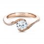 14k Rose Gold 14k Rose Gold Wrapped Diamond Engagment Ring - Flat View -  1152 - Thumbnail