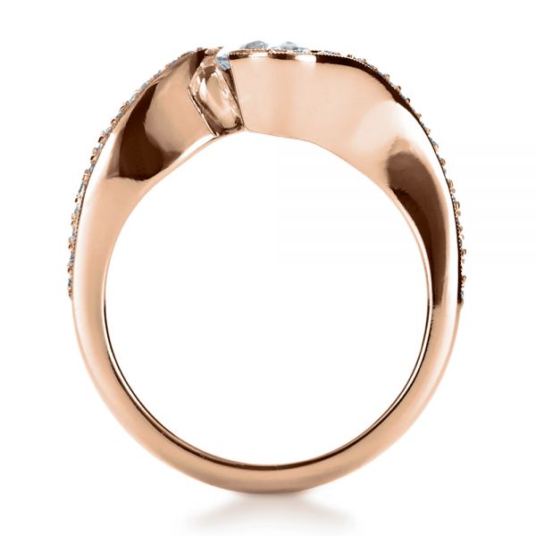 18k Rose Gold 18k Rose Gold Wrapped Diamond Engagment Ring - Front View - 1152