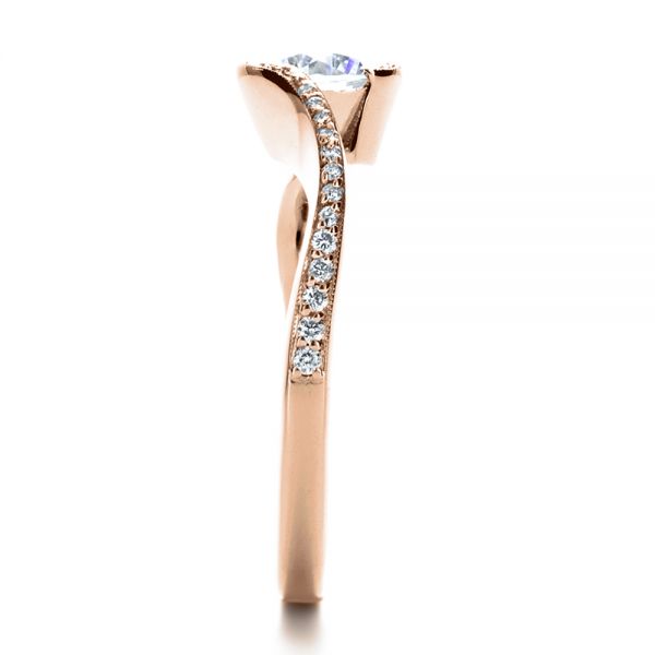 18k Rose Gold 18k Rose Gold Wrapped Diamond Engagment Ring - Side View -  1152