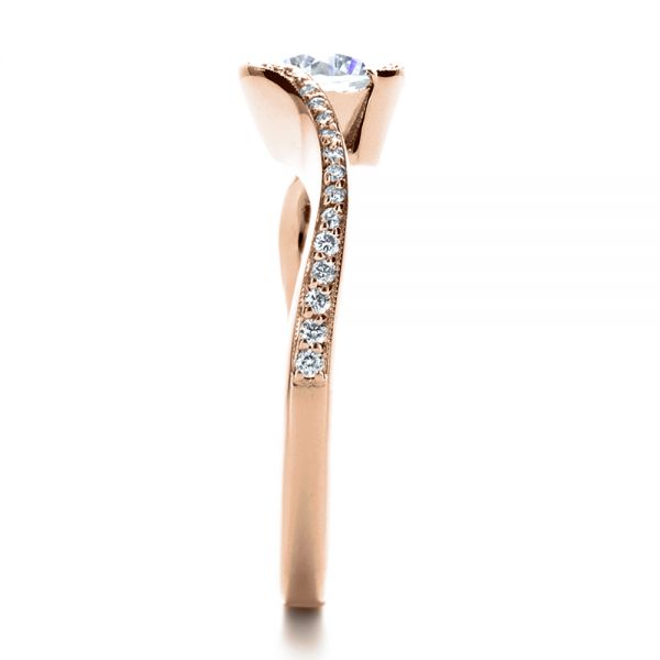 18k Rose Gold 18k Rose Gold Wrapped Diamond Engagment Ring - Side View - 1152