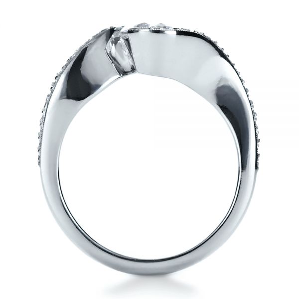 18k White Gold Wrapped Diamond Engagment Ring - Front View - 1152