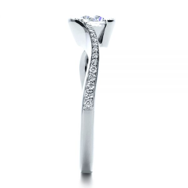 18k White Gold Wrapped Diamond Engagment Ring - Side View - 1152