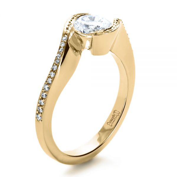 14k Yellow Gold 14k Yellow Gold Wrapped Diamond Engagment Ring - Three-Quarter View -  1152