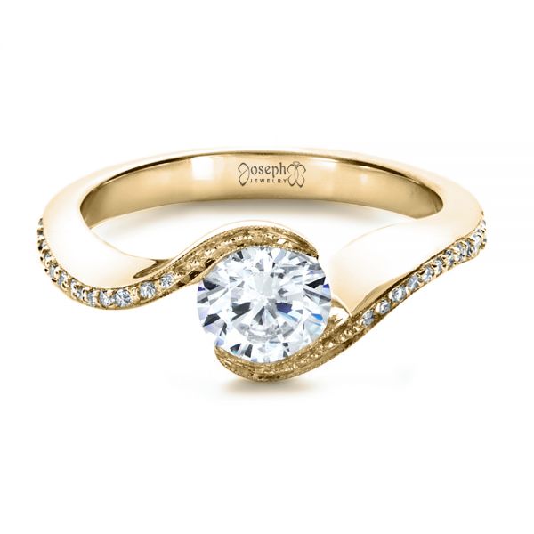 18k Yellow Gold 18k Yellow Gold Wrapped Diamond Engagment Ring - Flat View -  1152