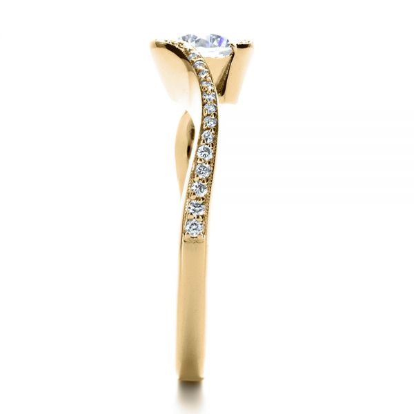 18k Yellow Gold 18k Yellow Gold Wrapped Diamond Engagment Ring - Side View -  1152