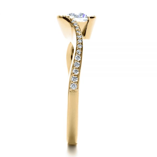 14k Yellow Gold 14k Yellow Gold Wrapped Diamond Engagment Ring - Side View - 1152