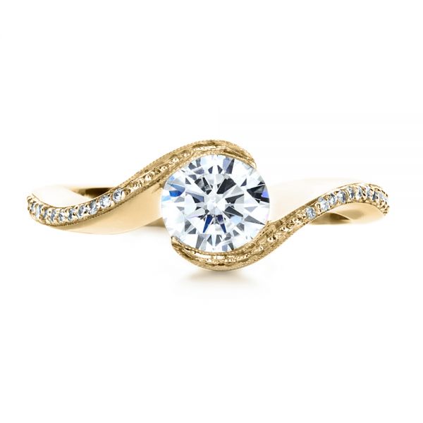 14k Yellow Gold 14k Yellow Gold Wrapped Diamond Engagment Ring - Top View -  1152