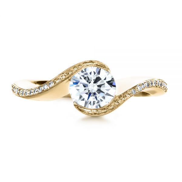 14k Yellow Gold 14k Yellow Gold Wrapped Diamond Engagment Ring - Top View - 1152
