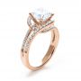 14k Rose Gold 14k Rose Gold Wrapped Diamond Halo Engagement Ring - Three-Quarter View -  1114 - Thumbnail