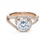 14k Rose Gold 14k Rose Gold Wrapped Diamond Halo Engagement Ring - Flat View -  1114 - Thumbnail