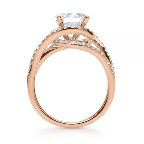 18k Rose Gold 18k Rose Gold Wrapped Diamond Halo Engagement Ring - Front View -  1114