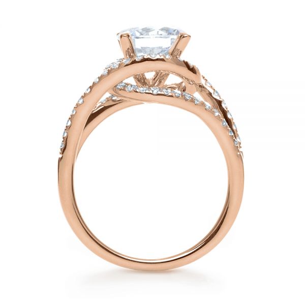 14k Rose Gold 14k Rose Gold Wrapped Diamond Halo Engagement Ring - Front View - 1114