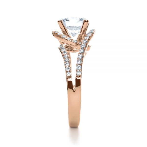 14k Rose Gold 14k Rose Gold Wrapped Diamond Halo Engagement Ring - Side View -  1114