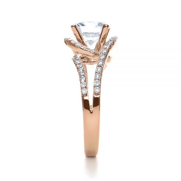 14k Rose Gold 14k Rose Gold Wrapped Diamond Halo Engagement Ring - Side View - 1114