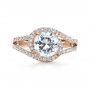 18k Rose Gold 18k Rose Gold Wrapped Diamond Halo Engagement Ring - Top View -  1114 - Thumbnail