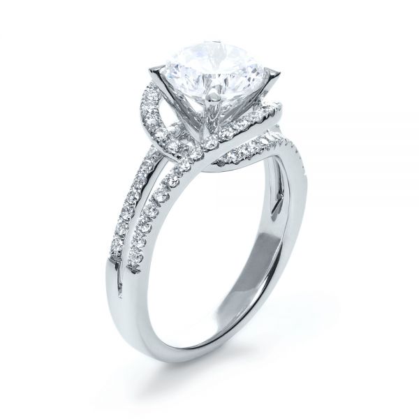  Platinum Platinum Wrapped Diamond Halo Engagement Ring - Three-Quarter View -  1114