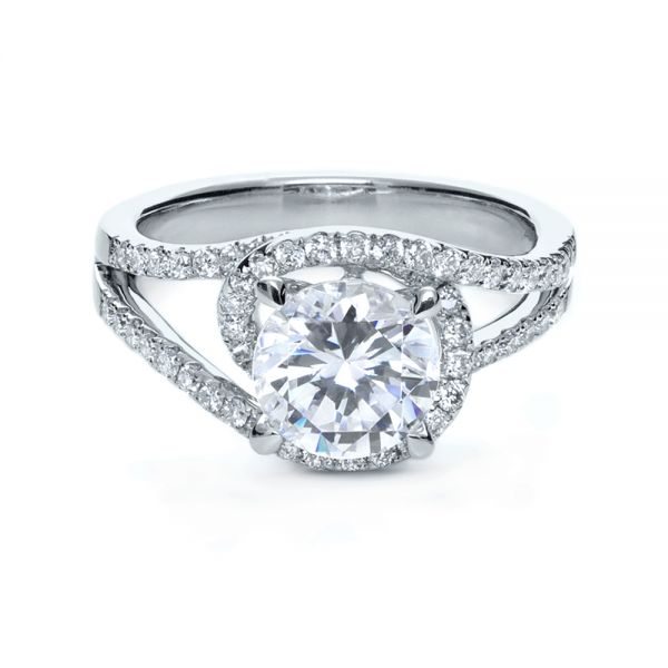  Platinum Platinum Wrapped Diamond Halo Engagement Ring - Flat View -  1114