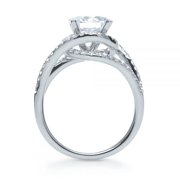 14k White Gold 14k White Gold Wrapped Diamond Halo Engagement Ring - Front View -  1114