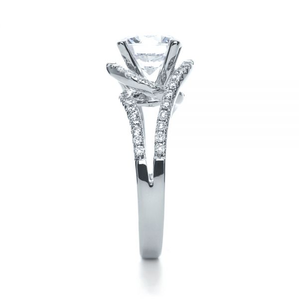 18k White Gold Wrapped Diamond Halo Engagement Ring - Side View -  1114