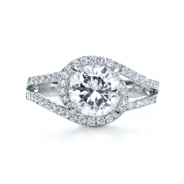  Platinum Platinum Wrapped Diamond Halo Engagement Ring - Top View -  1114