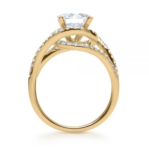 18k Yellow Gold 18k Yellow Gold Wrapped Diamond Halo Engagement Ring - Front View -  1114