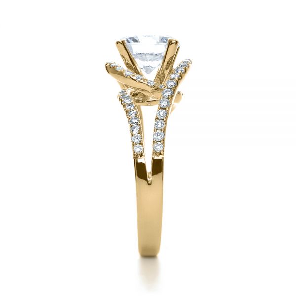 18k Yellow Gold 18k Yellow Gold Wrapped Diamond Halo Engagement Ring - Side View - 1114