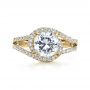 18k Yellow Gold 18k Yellow Gold Wrapped Diamond Halo Engagement Ring - Top View -  1114 - Thumbnail