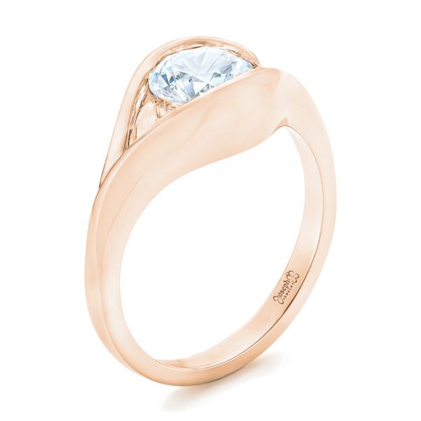 18k Rose Gold 18k Rose Gold Wrapped Solitaire Engagement Ring - Three-Quarter View -  102329