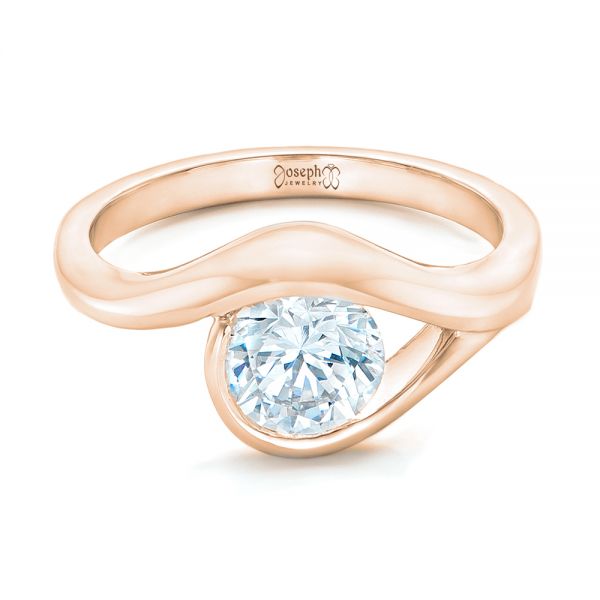 18k Rose Gold 18k Rose Gold Wrapped Solitaire Engagement Ring - Flat View -  102329