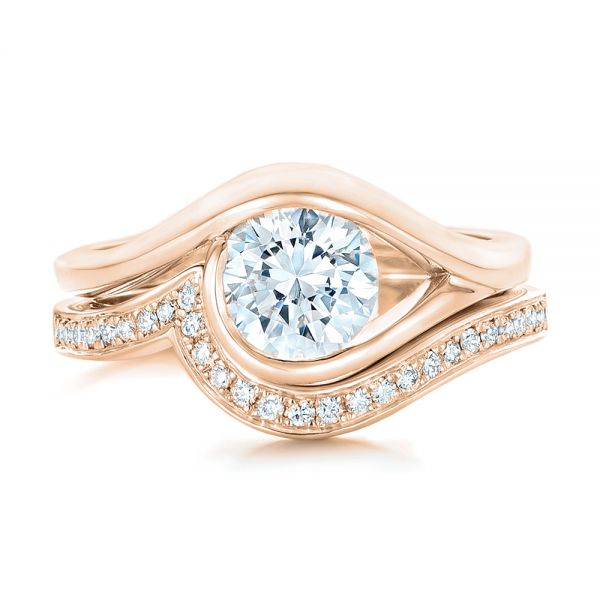 18k Rose Gold 18k Rose Gold Wrapped Solitaire Engagement Ring - Top View -  102329