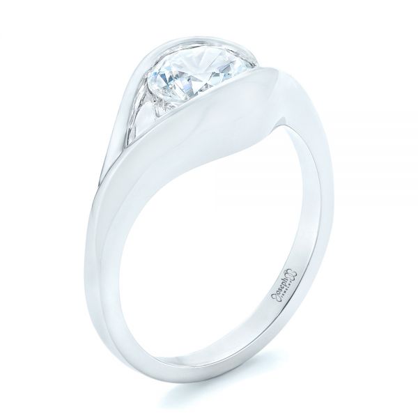 14k White Gold Wrapped Solitaire Engagement Ring - Three-Quarter View -  102329