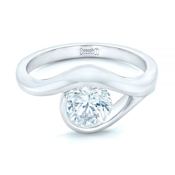 14k White Gold Wrapped Solitaire Engagement Ring - Flat View - 102329