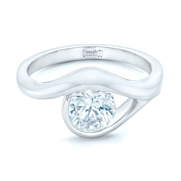 14k White Gold Wrapped Solitaire Engagement Ring - Flat View -  102329