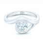 14k White Gold Wrapped Solitaire Engagement Ring - Flat View -  102329 - Thumbnail