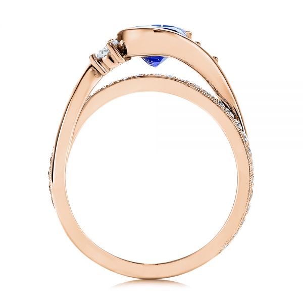 18k Rose Gold 18k Rose Gold Wrapped Three-stone Sapphire And Diamond Engagement Ring - Front View -  106192 - Thumbnail