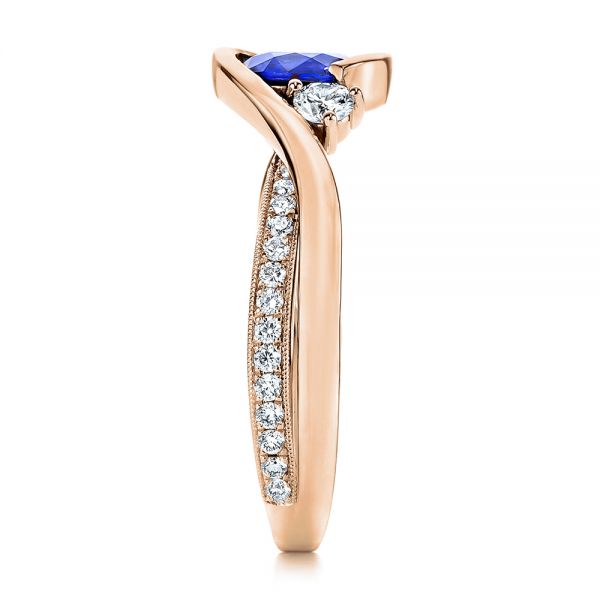 14k Rose Gold 14k Rose Gold Wrapped Three-stone Sapphire And Diamond Engagement Ring - Side View -  106192 - Thumbnail