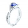 18k White Gold 18k White Gold Wrapped Three-stone Sapphire And Diamond Engagement Ring - Three-Quarter View -  106192 - Thumbnail