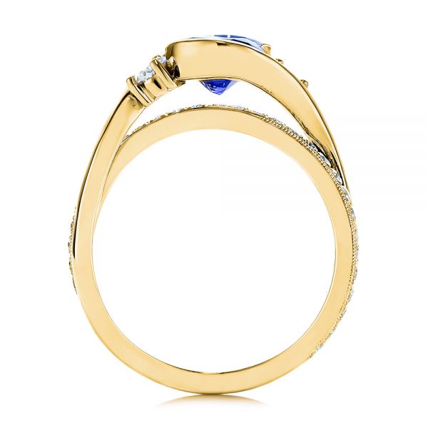 14k Yellow Gold 14k Yellow Gold Wrapped Three-stone Sapphire And Diamond Engagement Ring - Front View -  106192 - Thumbnail