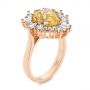 14k Rose Gold 14k Rose Gold Yellow Sapphire And Baguette Diamond Halo Engagement Ring - Three-Quarter View -  105771 - Thumbnail