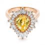 14k Rose Gold 14k Rose Gold Yellow Sapphire And Baguette Diamond Halo Engagement Ring - Flat View -  105771 - Thumbnail