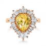14k Rose Gold 14k Rose Gold Yellow Sapphire And Baguette Diamond Halo Engagement Ring - Top View -  105771 - Thumbnail