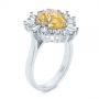 18k White Gold 18k White Gold Yellow Sapphire And Baguette Diamond Halo Engagement Ring - Three-Quarter View -  105771 - Thumbnail