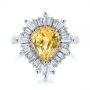  Platinum Platinum Yellow Sapphire And Baguette Diamond Halo Engagement Ring - Top View -  105771 - Thumbnail