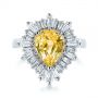 18k White Gold 18k White Gold Yellow Sapphire And Baguette Diamond Halo Engagement Ring - Top View -  105771 - Thumbnail